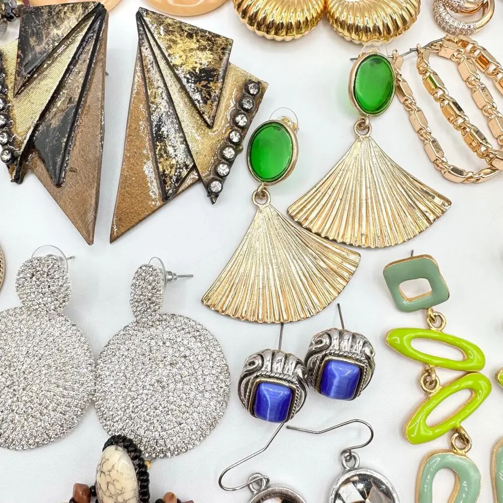 20 Pair Pierced Costume Jewelry Earring Lot Mixed Styles Vintage To Now Reseller